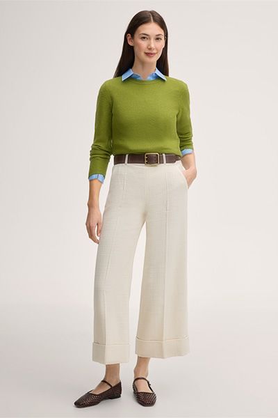 Marc Cain Merino Strickpullover Rundhalsausschnitt Lange Ärmel Grün