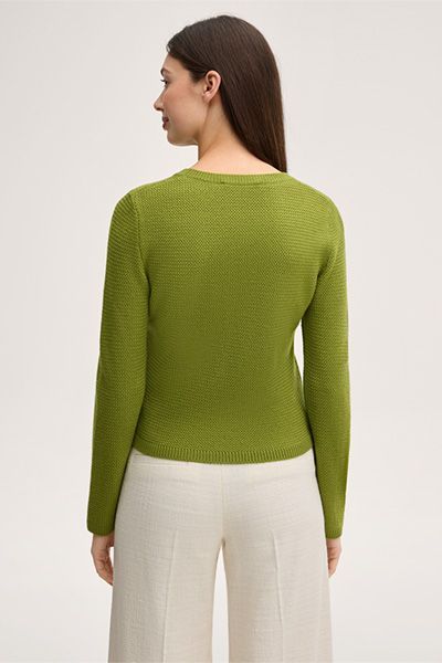 Marc Cain Merino Strickpullover Rundhalsausschnitt Lange Ärmel Grün