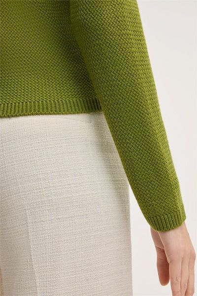 Marc Cain Merino Strickpullover Rundhalsausschnitt Lange Ärmel Grün