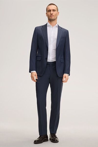 Schurwolle Marineblaue Anzughose Slim Fit Business Casual