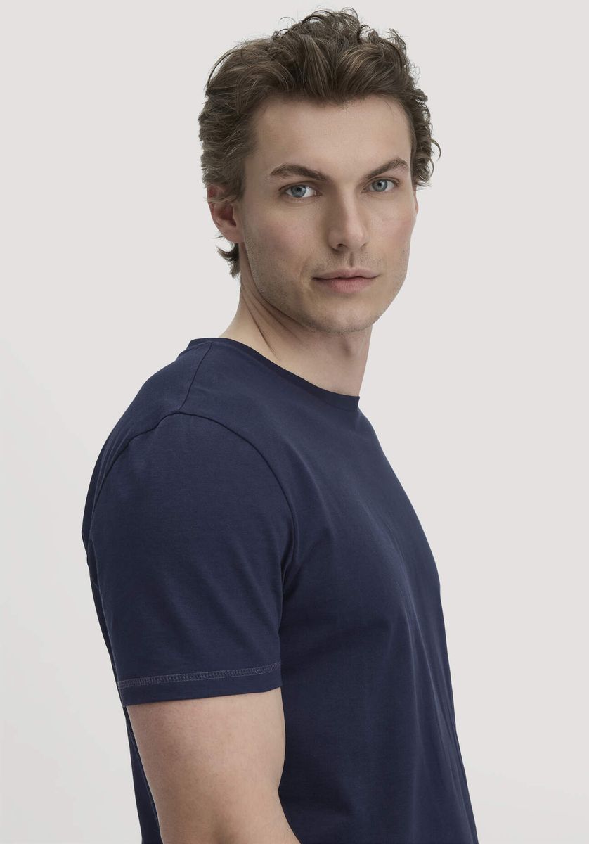 hessnatur Herren T-Shirt PURE COTTON aus Bio-Baumwolle - blau - Größe 46