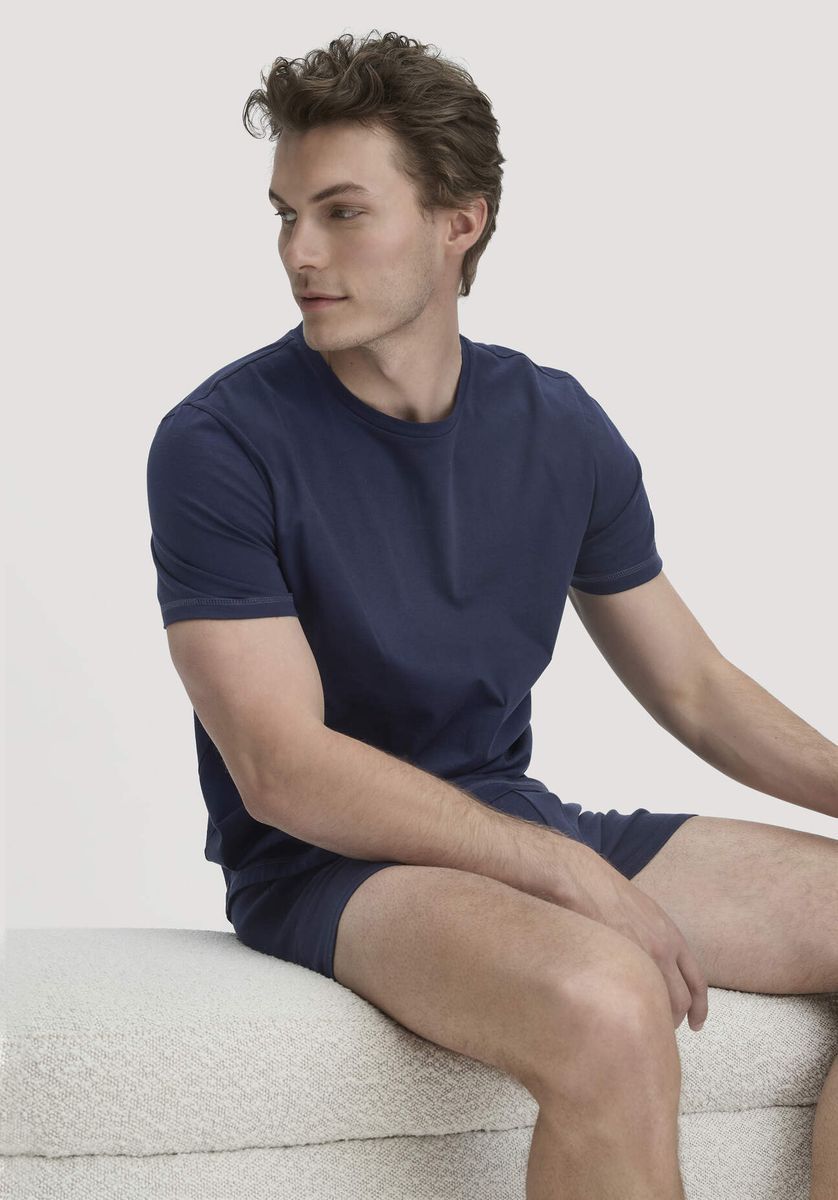 hessnatur Herren T-Shirt PURE COTTON aus Bio-Baumwolle - blau - Größe 46