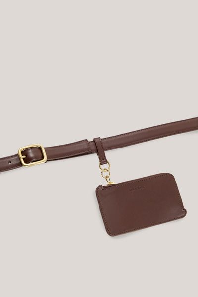 MARENA Dunkelbrauner Nappaledergürtel mit Kartenhalter