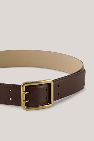 Ledergürtel braun Nappa italienisches Leder eckige Messingschnalle