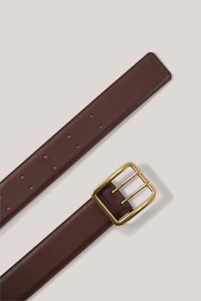 Ledergürtel braun Nappa italienisches Leder eckige Messingschnalle