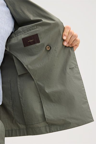 Windsor Baristo Olivgrüner Doppelreiher-Blazer aus Baumwollmischung
