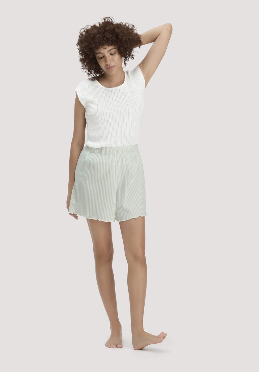 hessnatur Damen Schlafshorts PURE COTTON aus Bio-Baumwolle - grün - Größe 34