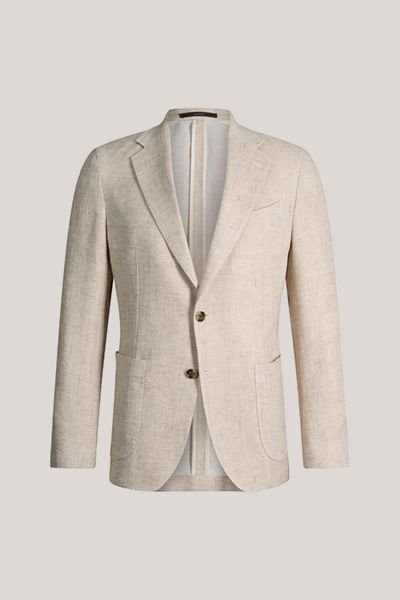 Giorno Leinenmischung Beige Melange Blazer mit Baumwolle