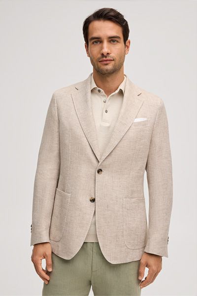 Giorno Leinenmischung Beige Melange Blazer mit Baumwolle