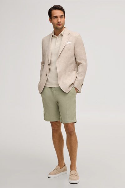 Giorno Leinenmischung Beige Melange Blazer mit Baumwolle
