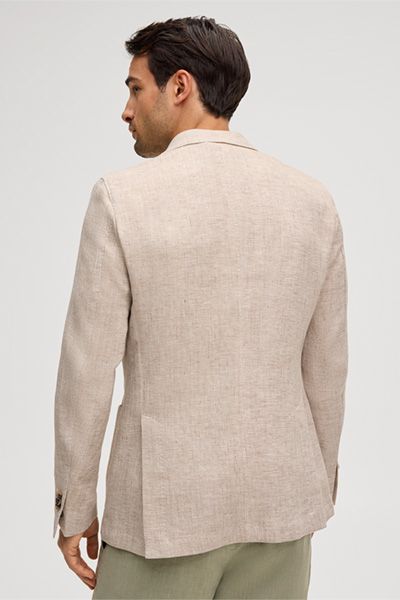 Giorno Leinenmischung Beige Melange Blazer mit Baumwolle