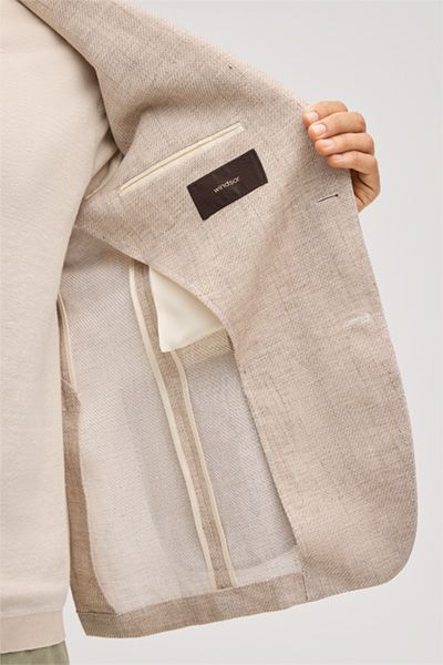 Giorno Leinenmischung Beige Melange Blazer mit Baumwolle