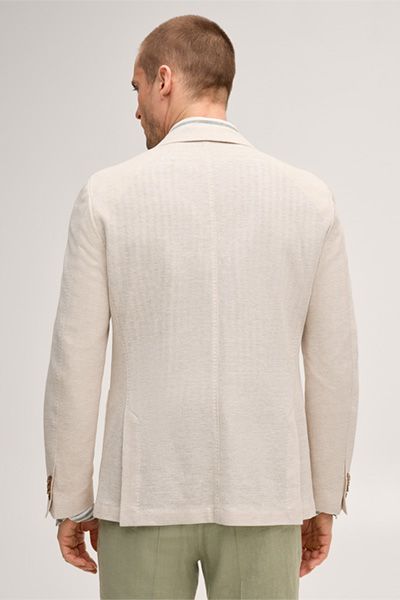 Leinenmischung Ecru Blazer mit Reverskragen und zwei Knöpfen