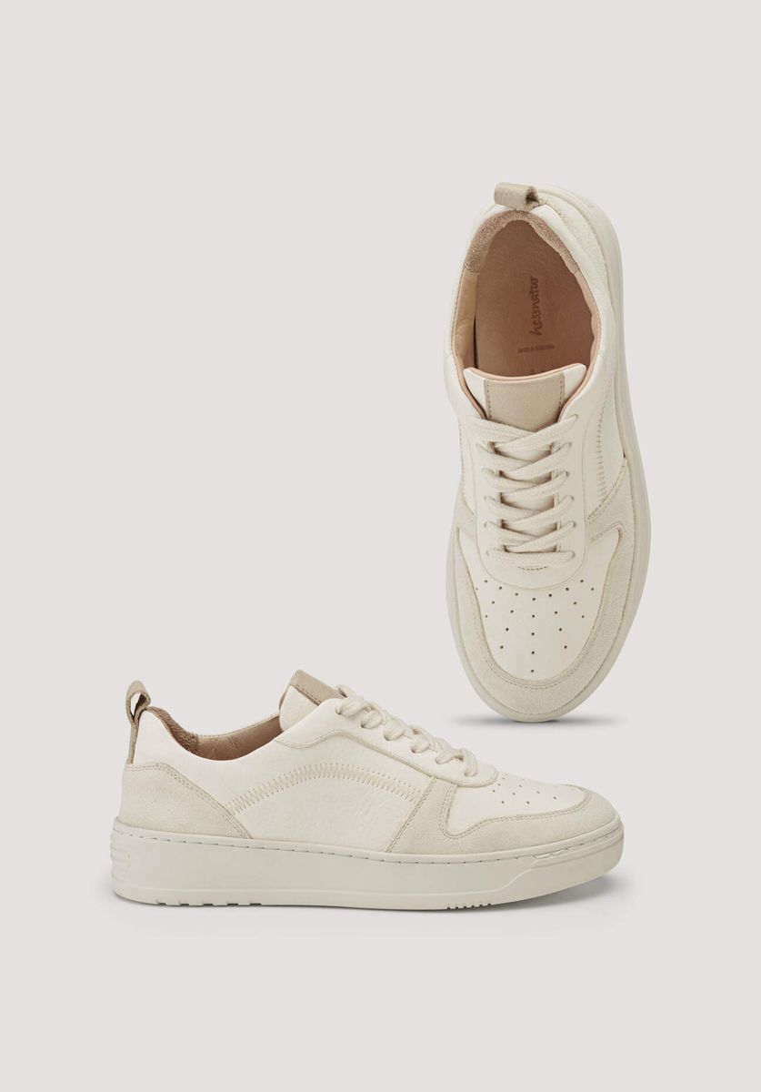 hessnatur Damen Court Sneaker aus Nappaleder - weiß - Größe 36