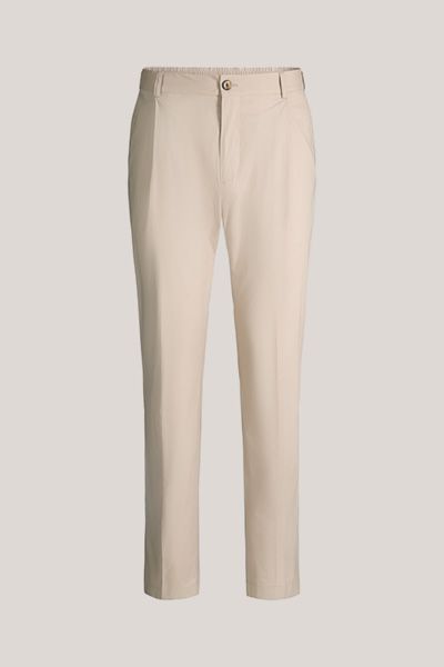 Beige Baumwollmix Bundfaltenhose Flomo mit teilweise elastischem Bund