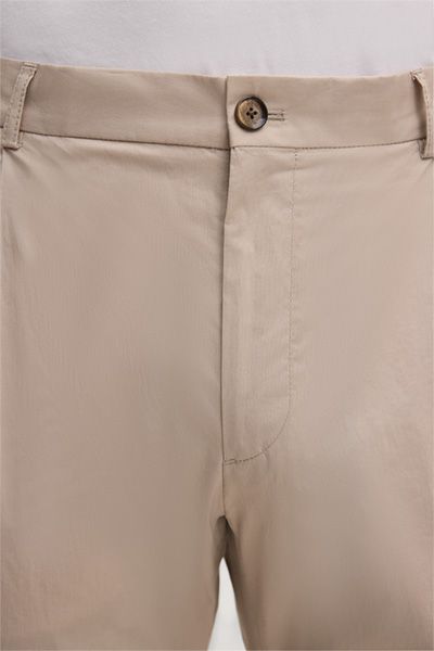 Beige Baumwollmix Bundfaltenhose Flomo mit teilweise elastischem Bund