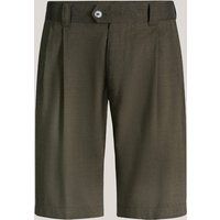 Schio Leinenmischung Bundfalten-Shorts mit Wolle in Dunkelgrün