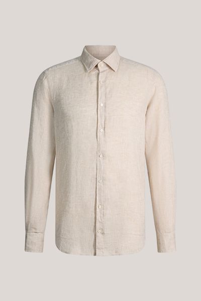 Leinenhemd Lapo in Beige, klassische Passform, lange Ärmel