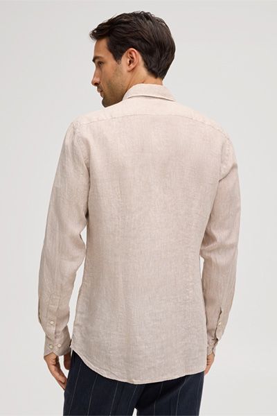 Leinenhemd Lapo in Beige, klassische Passform, lange Ärmel