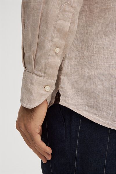 Leinenhemd Lapo in Beige, klassische Passform, lange Ärmel