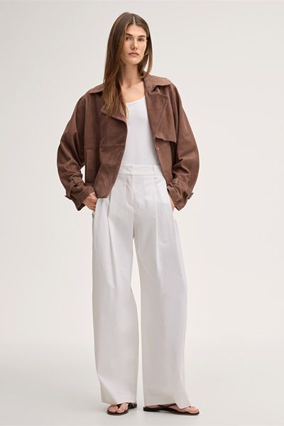 Marc Cain Weißes Lyocell-Stretch Top Eckiger Ausschnitt Slim Fit