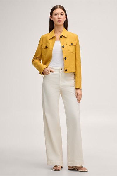 Five-Pocket-Palazzo Jeans in Ecru