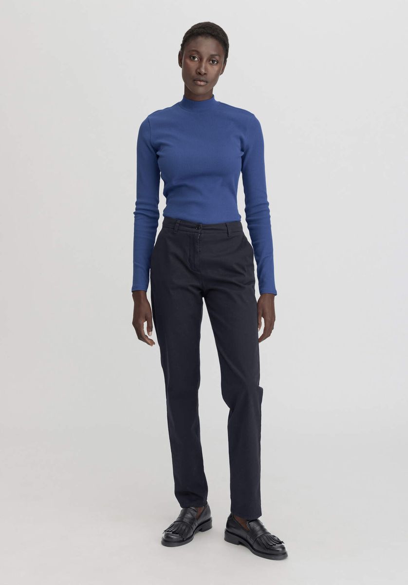 hessnatur Damen Chino Straight Leg Regular aus Bio-Baumwolle - blau - Größe 34