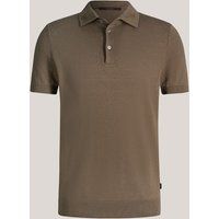 Manoel Lindo Braun Leinen-Baumwollmischung Strickpolohemd