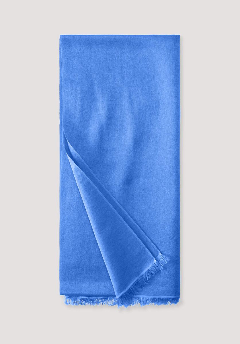 hessnatur Damen Schal aus Schurwolle mit Seide - blau - Größe 45x200 cm