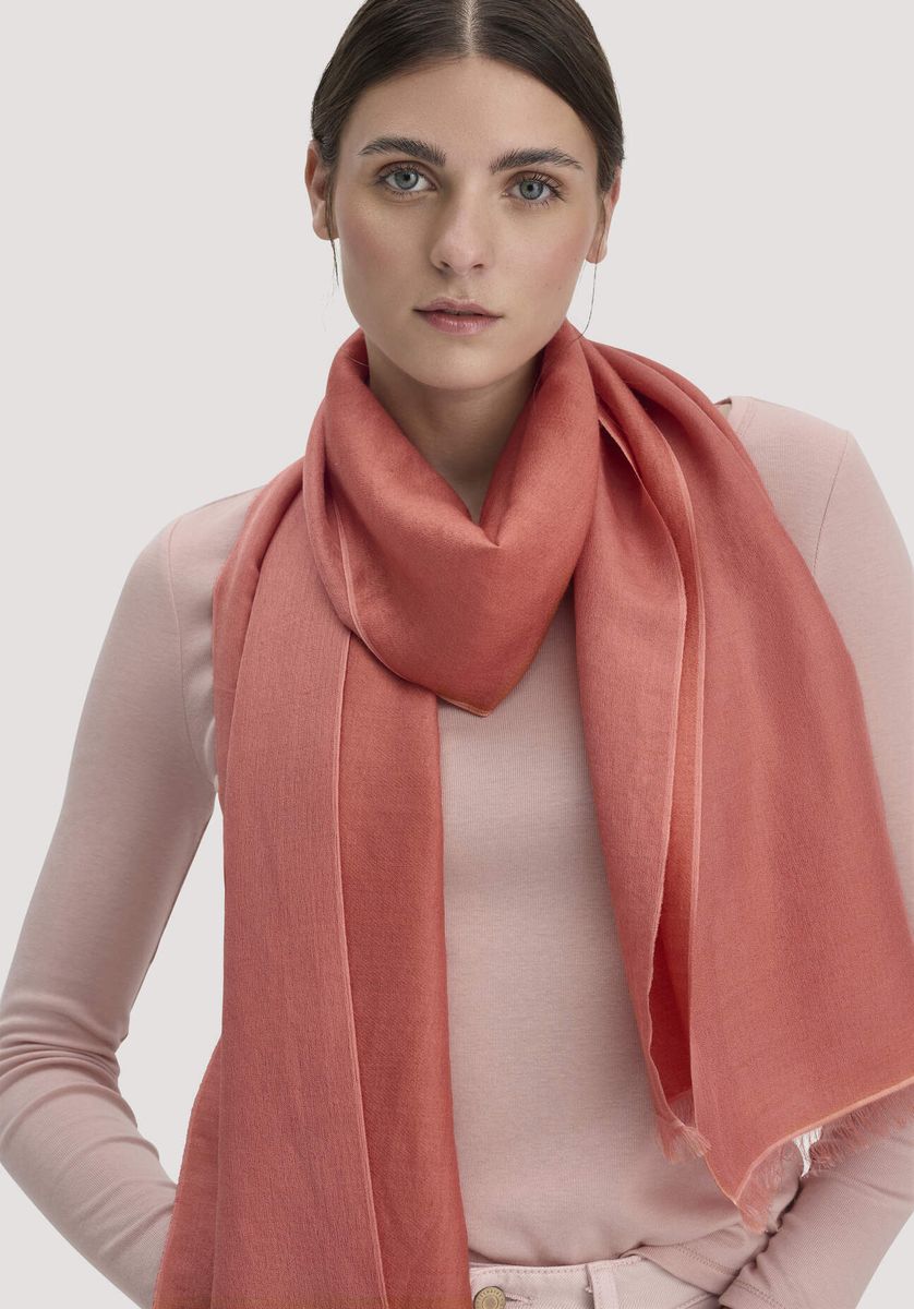 hessnatur Damen Schal aus Schurwolle mit Seide - orange - Größe 45x200 cm