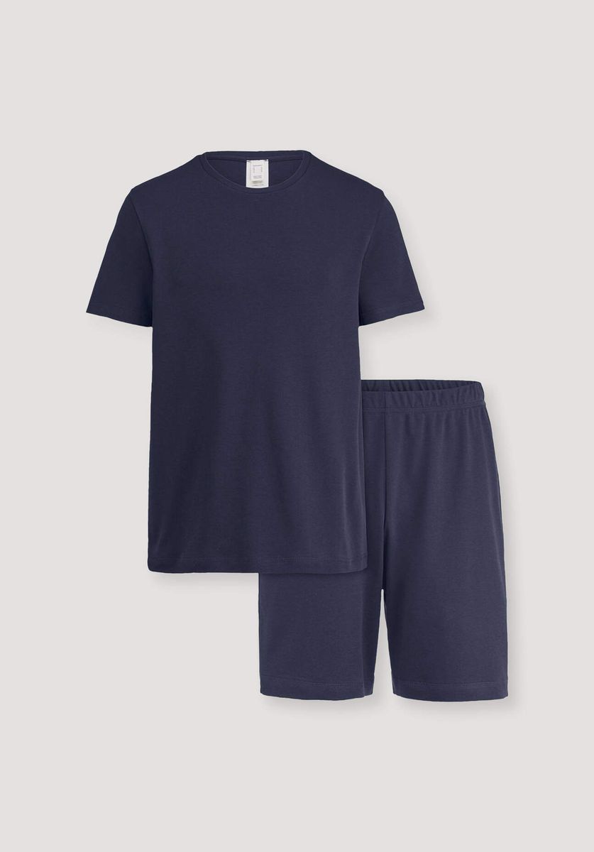 hessnatur Herren Pyjama PURE NATURE aus Bio-Baumwolle - blau - Größe 46