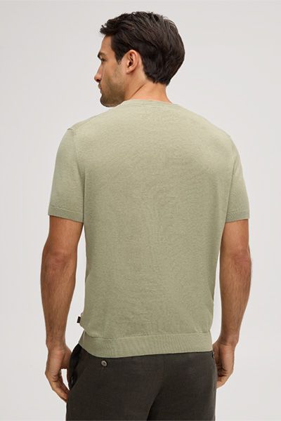 Maison Hellgrünes Strick-T-Shirt aus Leinenmischung mit Baumwolle