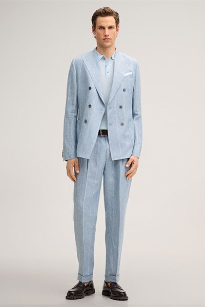 Lindo Poloshirt aus Leinenmischung mit Baumwolle in Hellblau