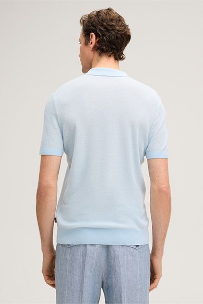 Lindo Poloshirt aus Leinenmischung mit Baumwolle in Hellblau