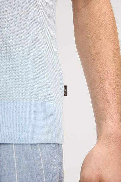 Lindo Poloshirt aus Leinenmischung mit Baumwolle in Hellblau