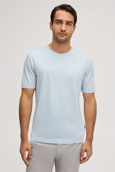 Maison Green Baumwoll-T-Shirt Floro Hellblau Rundhalsausschnitt