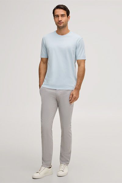 Maison Green Baumwoll-T-Shirt Floro Hellblau Rundhalsausschnitt
