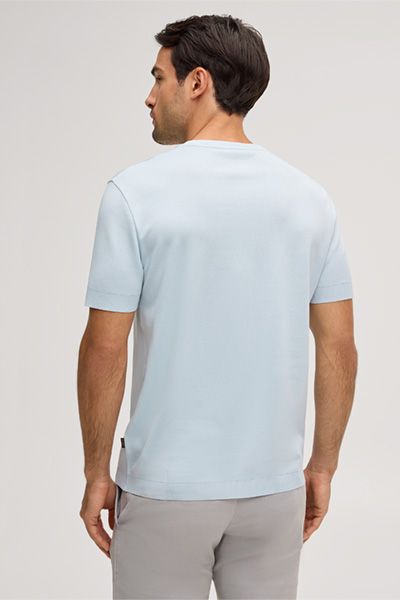 Maison Green Baumwoll-T-Shirt Floro Hellblau Rundhalsausschnitt