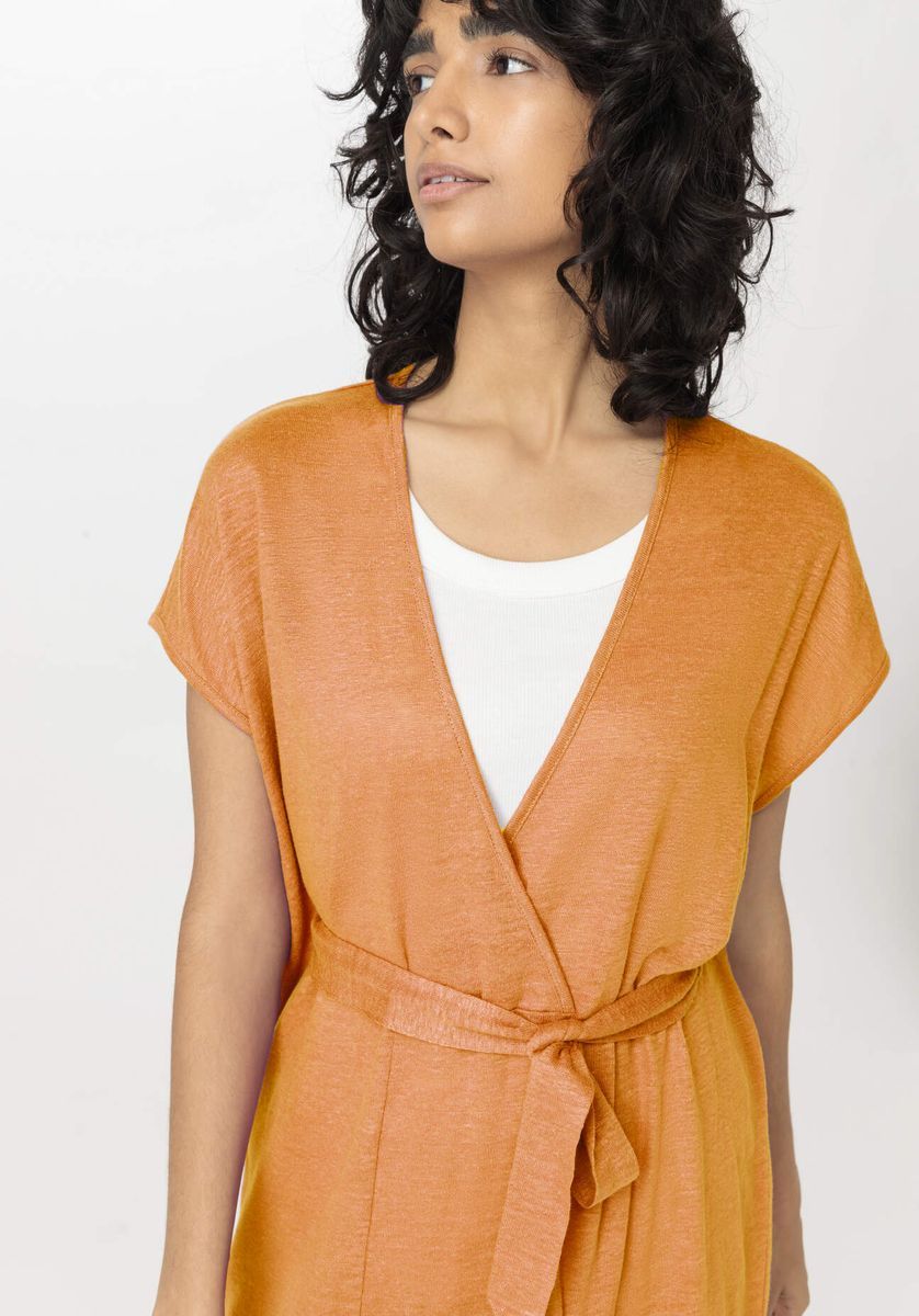 Lässiges Leinen Jersey Midikleid