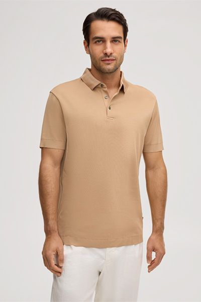 Baumwoll-Polohemd Floro in Camel Farbe mit kurzen Ärmeln