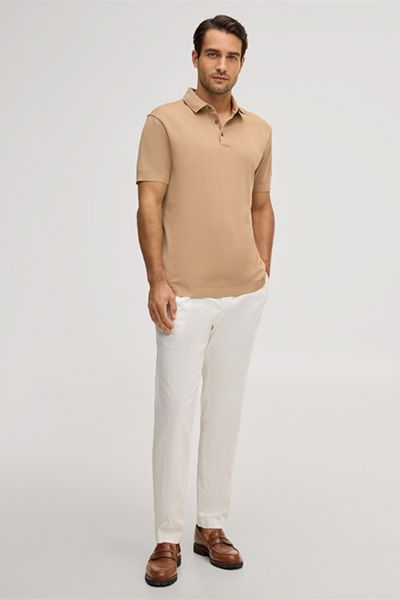 Baumwoll-Polohemd Floro in Camel Farbe mit kurzen Ärmeln