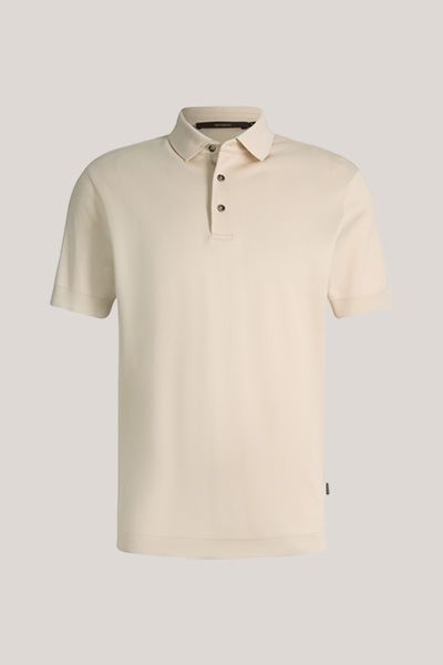 Floro Baumwoll-Polohemd in Beige mit kurzen Ärmeln