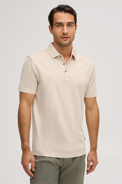Floro Baumwoll-Polohemd in Beige mit kurzen Ärmeln