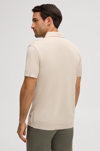 Floro Baumwoll-Polohemd in Beige mit kurzen Ärmeln