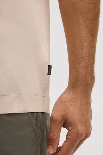 Floro Baumwoll-Polohemd in Beige mit kurzen Ärmeln