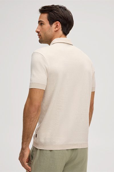 Windsor Tulio Beige Baumwoll-Leinen Polo Shirt Kurzarm