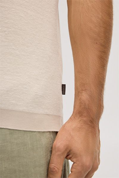 Windsor Tulio Beige Baumwoll-Leinen Polo Shirt Kurzarm