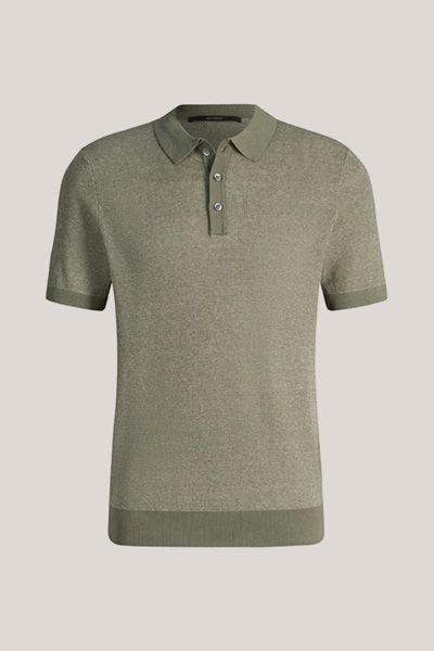 Lindo Leinenmischung Oliv Poloshirt mit Baumwollstoff