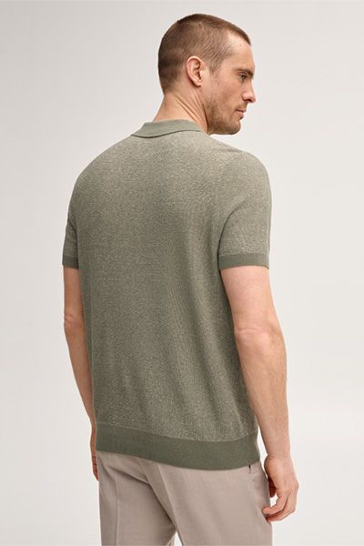 Lindo Leinenmischung Oliv Poloshirt mit Baumwollstoff