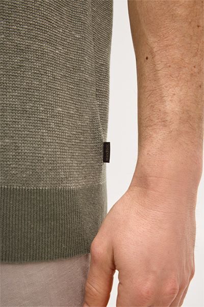 Lindo Leinenmischung Oliv Poloshirt mit Baumwollstoff